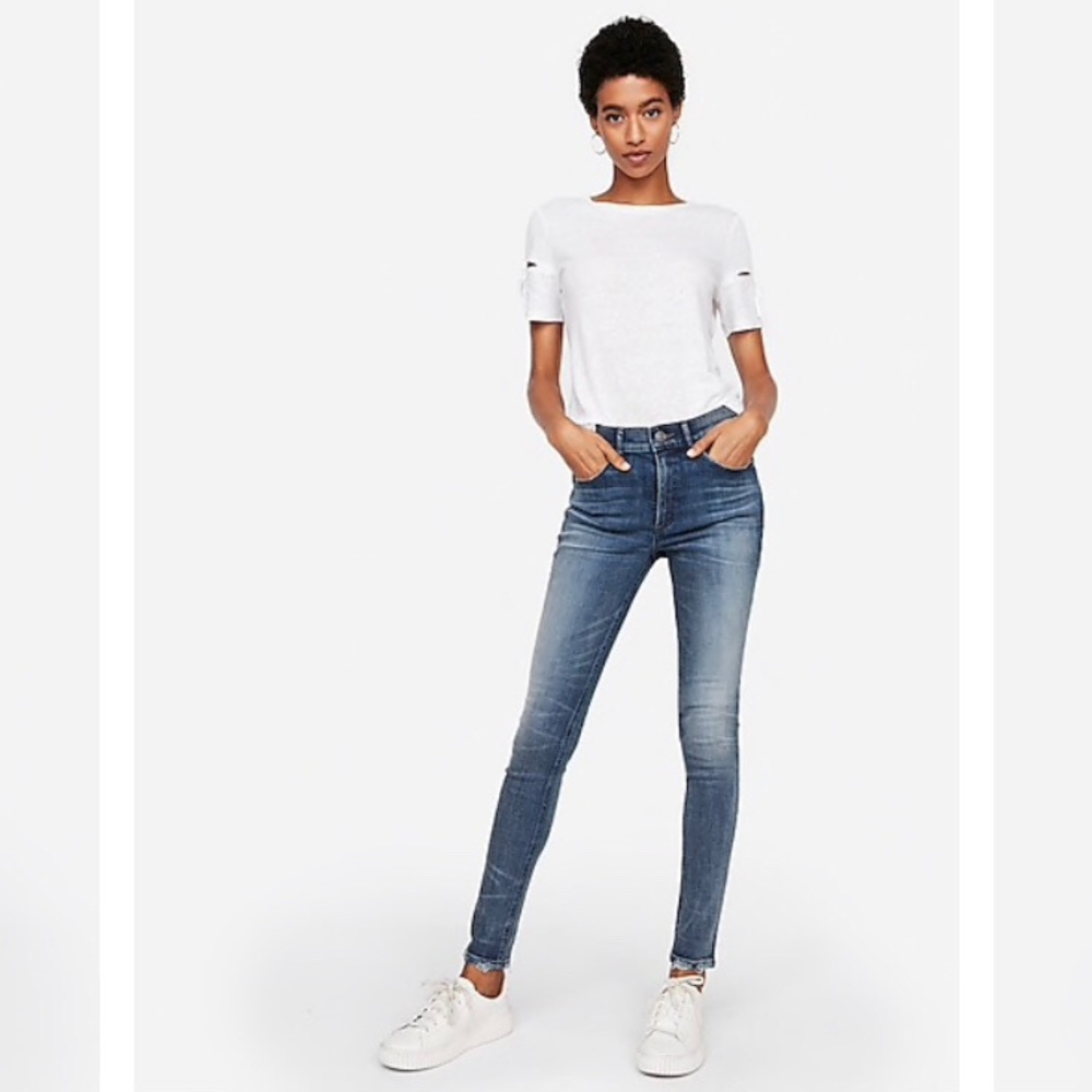 EXPRESS High Waisted Denim Perfect Leggings